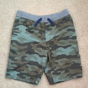 Carter's Boys Camo Pull-On Shorts with Gray Waistband and Navy Drawstring